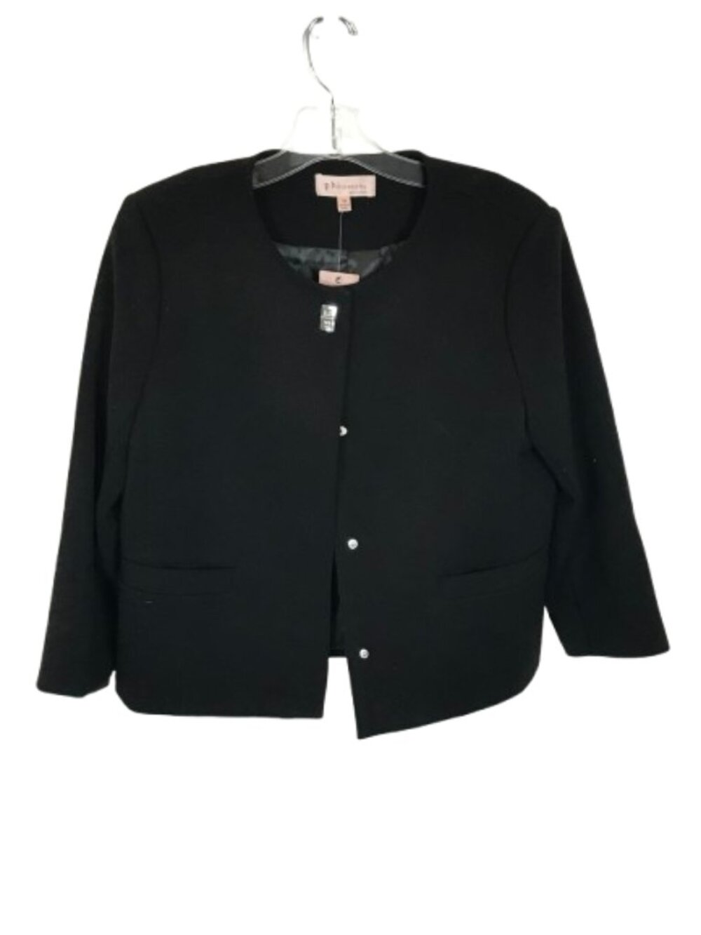 NWT Philosophy Size 10 Black Cropped No Collar Blazer Jacket NEW